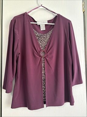 Arbor Plum Layered Long-Sleeve Top with Front Ring